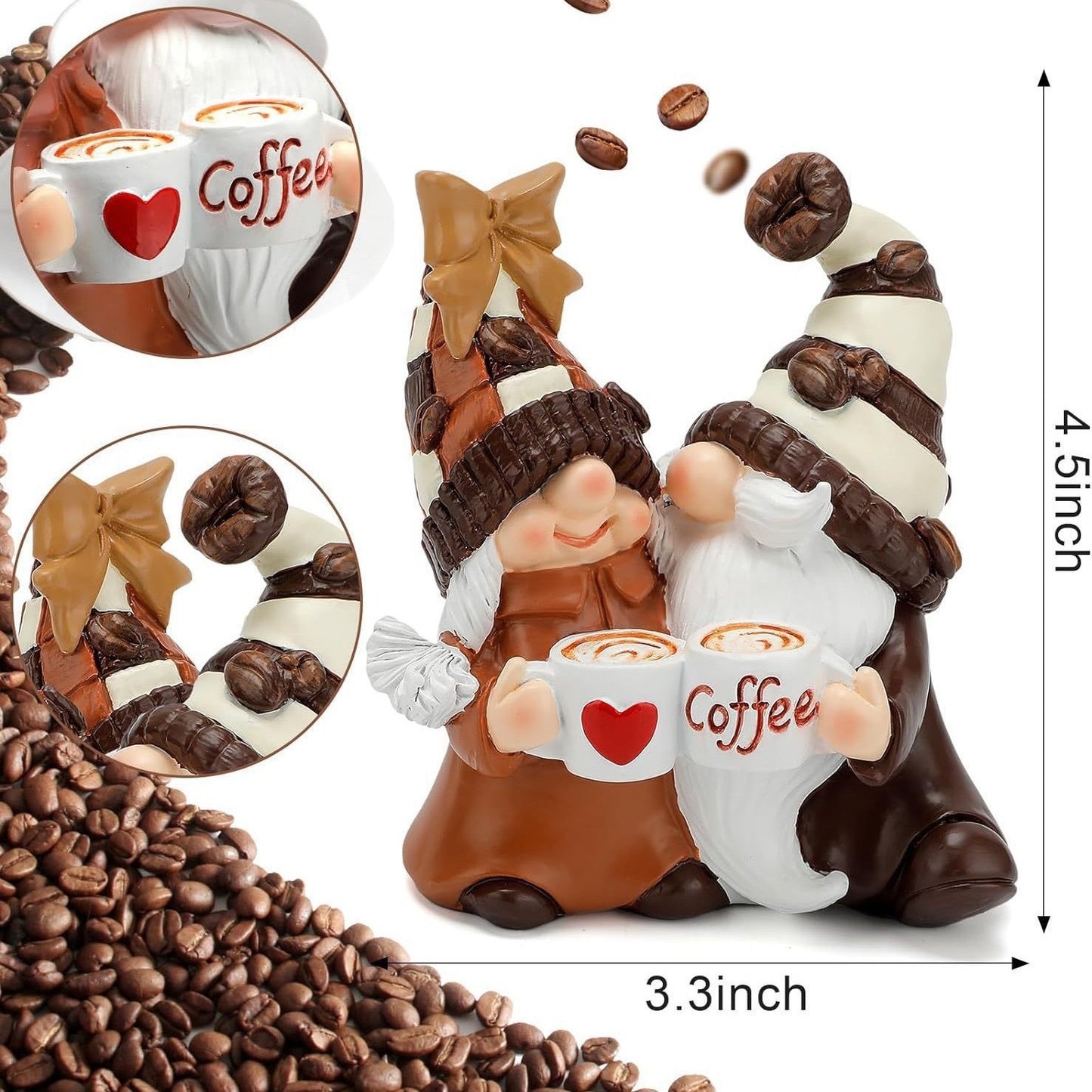 Christmas Coffee Double Dwarf Resin Crafts Decoration Home Decor Desktop Gift Lover